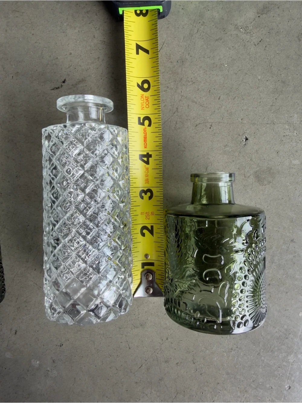 Glass Diffuser Bottles / Bud Vase Set / Green Clear